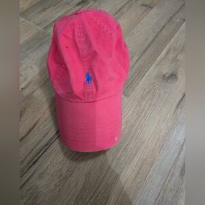 Vtg Leather Strap Polo Ralph Lauren Strapback Buckle Cap Mens One Size Logo Pink